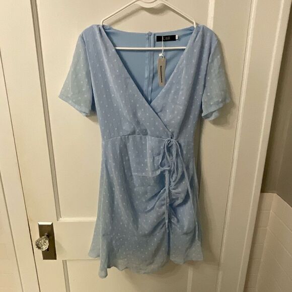 NWT Blue Wrap Asymmetrical Dress - Picture 3 of 4